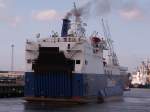 Ein Schiff der Stena Line luft aus dem  Benelux  Hafen in Rotterdam aus.