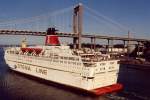 MS Stena  Jutlandica II  verlt im Februar 1992 den Hafen von Gteborg nach Fredrikshavn / Dnemark.