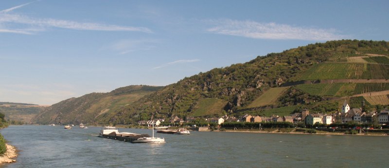 Viel Schiffsverkehr auf dem Rhein.
(30.08.2007)