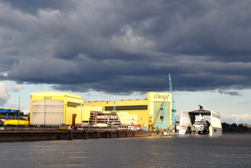 Die L�rssen-Werft in Aumund-Bremen. Hier werden Schiffe f�r die Marine