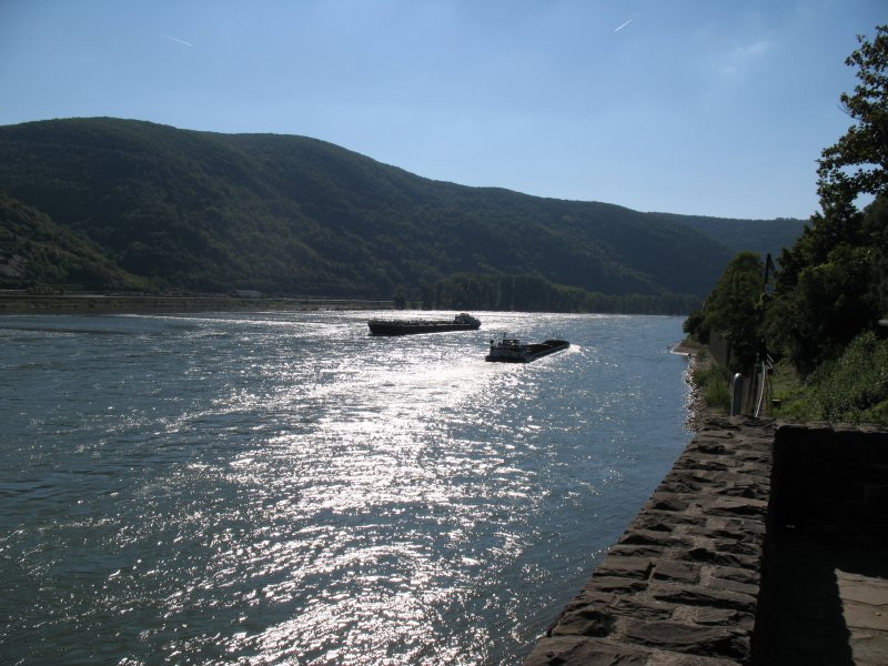 Zwei Frachtschiffe auf dem Rhein.
(August 2007)