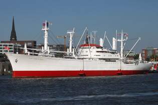 Frachtschiff CAP SAN DIEGO; Eigner/Betreiber: Stiftung Hamburger Admiralitt; Aufnahmeort: Elbe/Hafen Hamburg, Deutschland; Datum: 19.08.2025; Info: (IMO 5060794) Die CAP SAN DIEGO gehrt