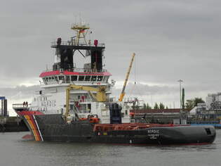 Die Nordic, IMO 9525962, am 17.09.25 im Hafen von Cuxhave.