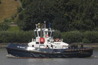 Schlepper VB BEAR (IMO 9701982); Eigner/Betreiber: Boluda/L&R; Datum: 19.07.2025; Aufnahmeort: Elbe/Hafen Hamburg, Deutschland.