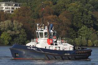 Schlepper VB SPIRIT (IMO 9597355); Eigner/Betreiber: Boluda - L&R; Datum: 19.09.2025; Aufnahmeort: Elbe/Hafen Hamburg, Deutschland.