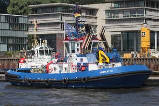 Schlepper FAIRPLAY XI (IMO 9725108); Eigner/Betreiber: Fairplay; Datum: 10.08.2025; Aufnahmeort: Elbe/Hafen Hamburg, Deutschland.