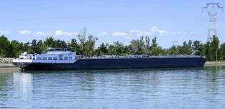 TMS Walter, ENI 02327632, rheinabwrts vor der Schleuse Vogelgrn/Elsa, Heckansicht, Mai 2025