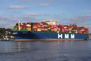 Containerfrachtschiff HMM DREAM (IMO 9637222); Eigner/Betreiber: HMM; Datum: 19.09.2025; Aufnahmeort: Elbe/Hafen Hamburg, Deutschland.