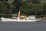 Dampfschiff SCHAARH�RN (IMO 5010323) ; Eigner/Betreiber: Hafen Museum Hamburg; Datum: 10.08.2025; Aufnahmeort: Elbe/Hafen Hamburg, Deutschland; Das Bild zeigt die SCHAARH�RN w�hrend