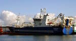 Das 80m lange Fangschiff VIKINGUR AK100 (IMO 9718301) am 31.05.2025 im Stadthafen von Reykjavik.