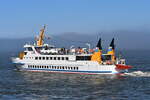 WAPPEN VON CUXHAVEN , Fahrgastschiff , IMO 7525918 , Baujah r1976 , 43 x 8 m , 12.04.2025 , Cuxhaven - Alte Liebe , 