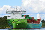 Die ECO MAESTRO IMO-Nummer:9985942 Flagge:Malta Lnge:148.0m Breite:27.0m Baujahr:2024 Bauwerft:Jiangsu Yangzi Xinfu Shipbuilding,Jiangsu China im Nord-Ostsee-Kanal bei Fischerhtte am