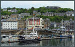 Das Segelschiff  Lady of Avenel  liegt am 11.05.2025 im Hafen von Oban.