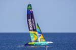 SailGP Hochleistungs-Katamaran mit Team Australien bei Testfahrten vor Sassnitz.