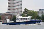 Die BRGERMEISTER WEICHMANN IMO-Nummer:9984780 Flagge:Deutschland Lnge:24.0m Breite:6.0m Baujahr:2024 am 20.09.25 vor Hamburg Teufelsbrck aufgenommen.