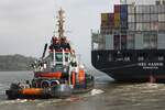 Schlepper BUGSIER 10; Eigner/Betreiber: Bugsier; Aufnahmeort: Elbe/Hafen Hamburg, Deutschland; Datum: 17.10.2014; Info: (IMO 9429560) La 33,10 m, B 12,6 m, Tg 6,1 m / 1