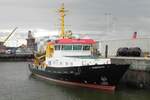 Die Grimmershörn IMO 9586174, ist ein deutsches Vermessungsschiff. Eigner ist die Wasser- und Schifffahrtsverwaltung des Bundes. Am 17.09.25 im Hafen von Cuxhaven.