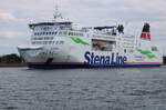 Die StenaLine F�hre Skane(IMO:9133915)auf dem Seeweg von Rostock nach Trelleborg beim Auslaufen mit gro�er Beule an der Buck-Seite in Warnem�nde.09.05.2026