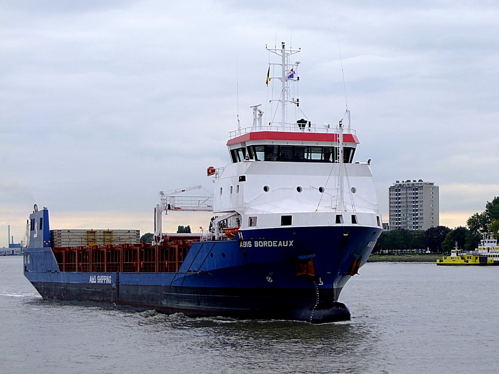 ABIS-BORDEAUX(IMO:9545039; L=91; B=14; DWT3800t) ist in Antwerpen unterwegs; 110830