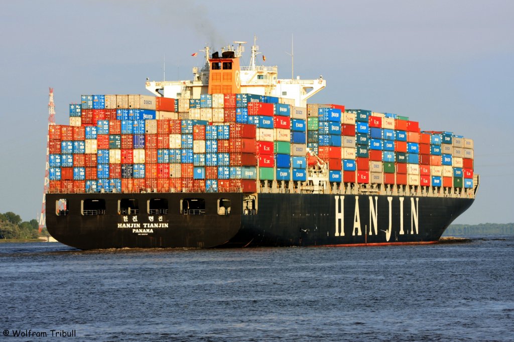 als HANJIN TIANJIN am 17.07.2010 bei Stade Hhe Stadersand - Schiffsdaten: http://wolfbulls-schiffsfotos.de.tl/HANJIN-TIANJIN--k1-9312767-k2-.htm