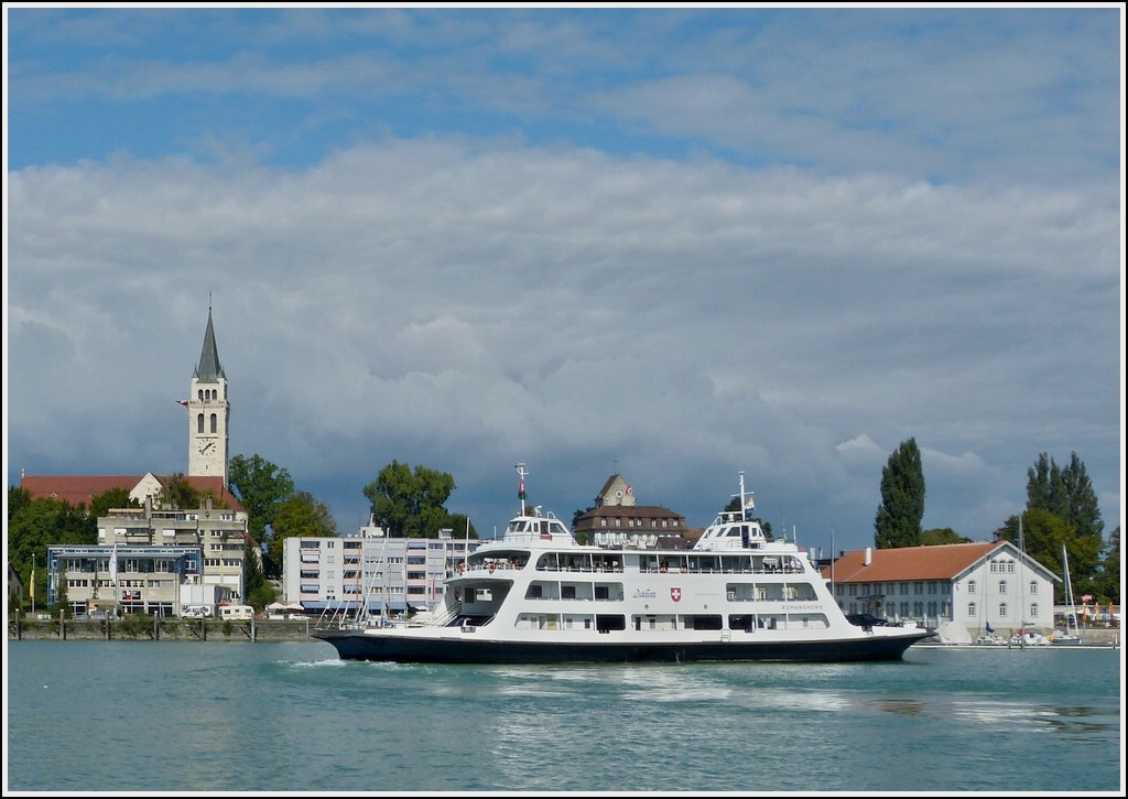 Am 15.09.2012 verlsst die Autofhre  Romanshorn  den Fhrhafen von Romanshorn in Richtung Friedrichshafen.