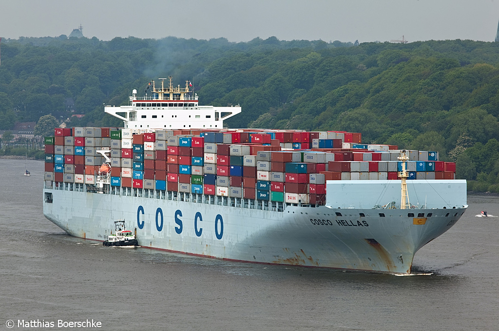 Am 24.05.10 fuhr die COSCO Hellas in den Hamburger Hafen ein.