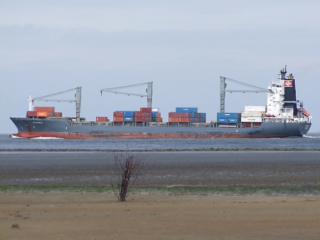 Amanda (IMO-9217565;L=184;B=25mtr) sticht im Bereich der Kugelbake in die Gewsser der Nordsee;090831