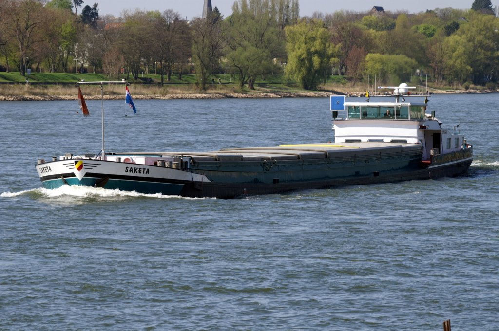 Das Belgische Frachtschiff Saketa(06004091) aufgenommen bei Knigswinter Hhe Fhre Knigswinter-Mehlem am 17.04.2010