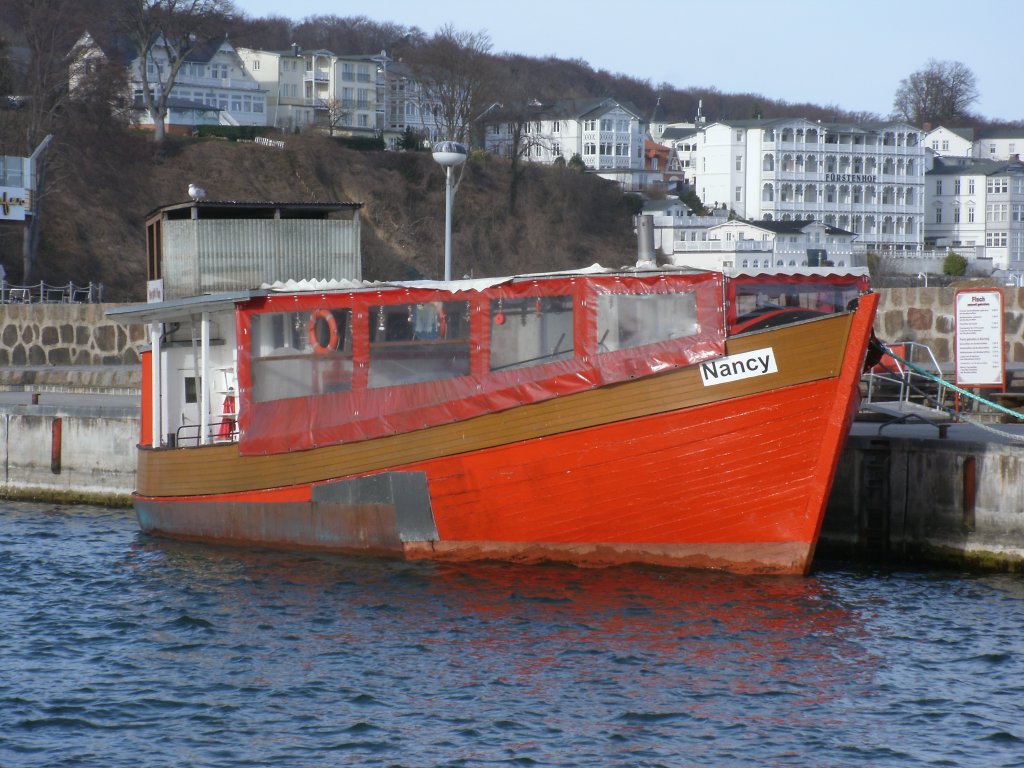 Das Rucherschiff  NANCY ,am 18.April 2013 im Sassnitzer Hafen.