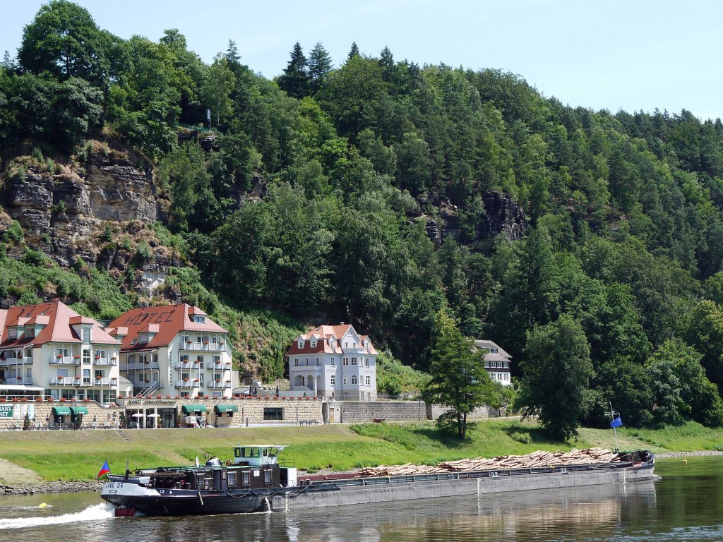 Das tschechische Frachtschiff GMS LABE 25, Decin (08451014) - ex GARSTEDT , ex OFFEN 5 - die Elbe zu Berg bei Kurort Rathen (Schsische Schweiz); 17.06.2011
