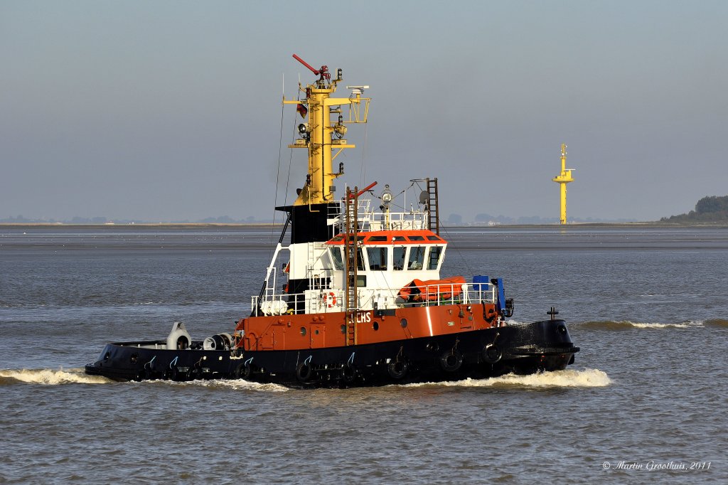 der Bugsier - Schlepper  Luchs  am 11.09.2011 auf der Weser vor Bremerhaven.
L: 28,6m / B: 8,8m / Tg: 4,6m / 12 kn / Baujahr 1991 / Flagge: Deutschland 