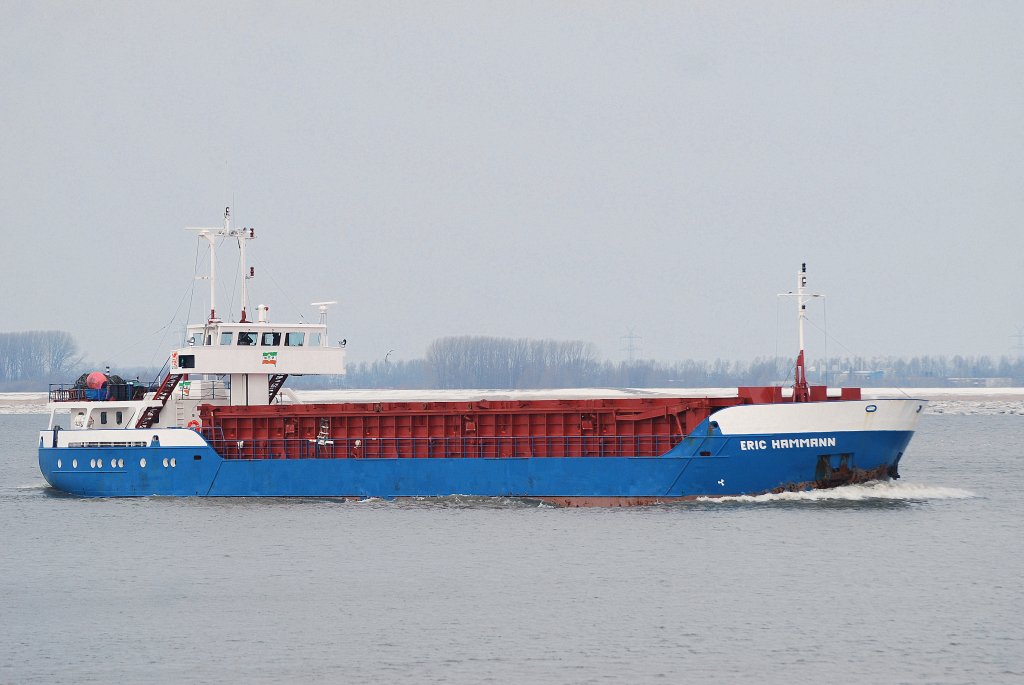 Die Eric Hammann auf der Elbe bei Lhe IMO-Nummer:9011985 Flagge:Deutschland Lnge:59.0m Breite:12.0m Baujahr:1991 Bauwerft:Kotter Schiffswerft,Haren Ems Deutschland aufgenommen am 20.02.10