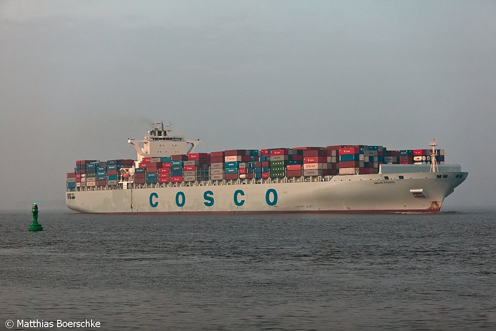 Die Hanjin Fuzhou in Stader Sand am 21.11.09.