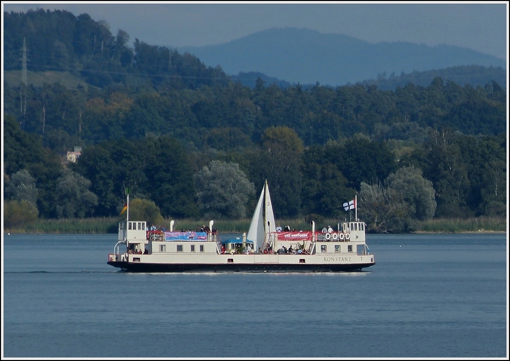 Die Historische Fhre  Konstanz  mit einer Gesellschaft in der Nhe von Friedrichshafen auf dem Bodensee unterwegs.  15.09.2012