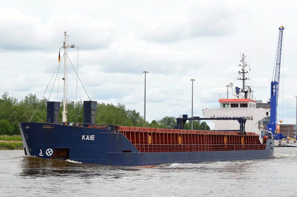 Die Kaie IMO-Nummer:8906298 Flagge:Malta Lnge:89.0m Breite:13.0m Baujahr:1990 Bauwerft:Scheepswerf Ferus Smit,Foxhol Niederlande auf dem Nord-Ostsee-Kanal bei Rendsburg am 03.06.12