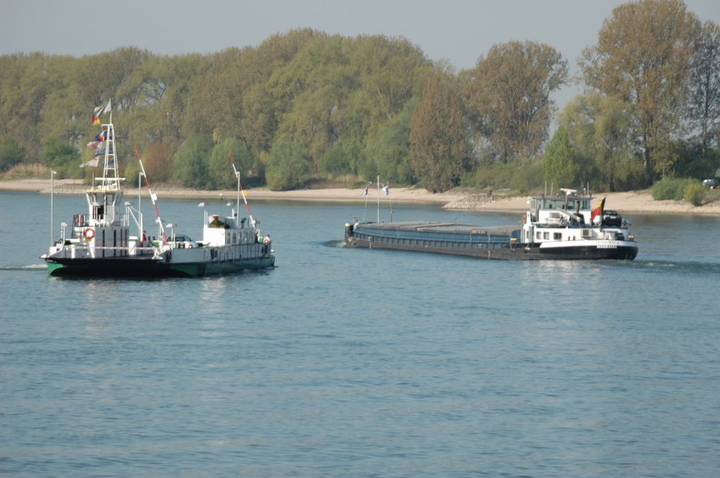 Dieses Binnenschiff Insomnia aus Belgien und die Autofhre Gernsheim wurde am 25.04.2010 auf dem Rhein gesehen.