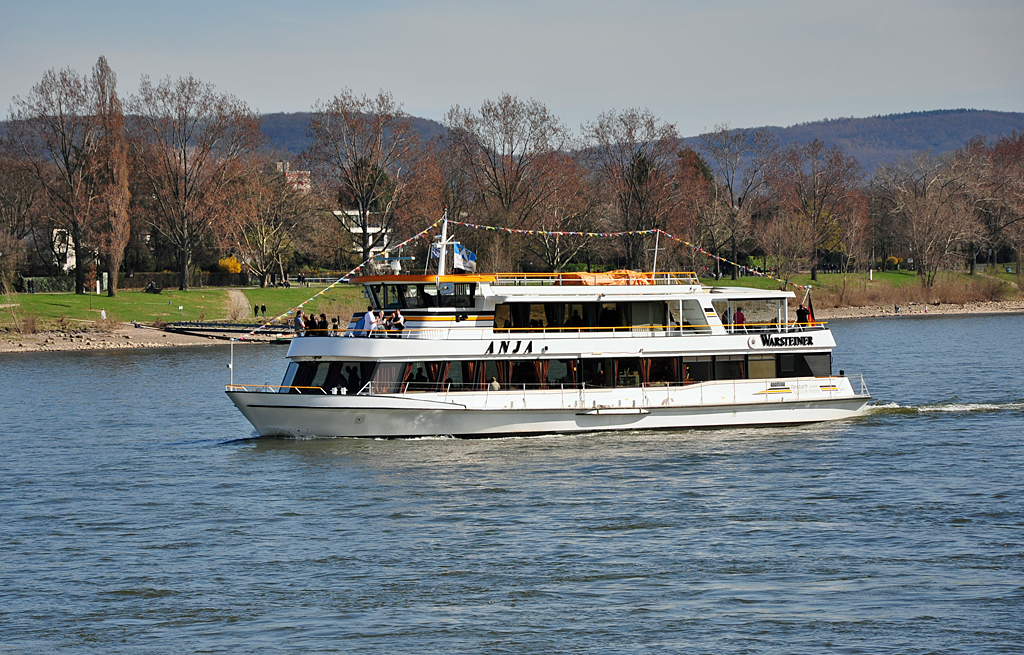 Fahrgastschiff  Anja  auf dem Rhein querab Bonn - 20.03.2011
