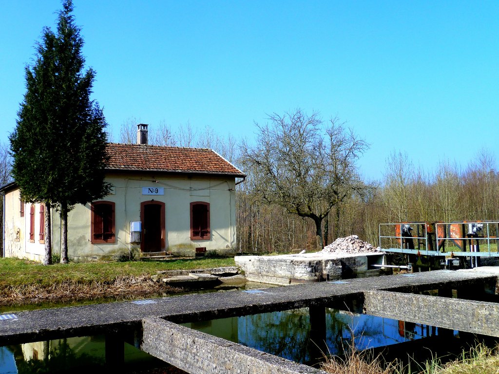 Frankreich, Elsass-Lothringen, Saarkanal (vormals Saar-Kohle-Kanal), Schleuse 9, 05.03.2011