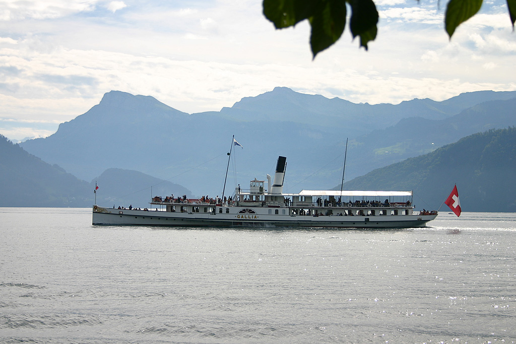 Gesamtansicht des Dampfschiffs  Gallia . Das Foto stammt von der Schifffahrtsgesellschaft des Vierwaldstttersees (SGV) AG. Auf Wunsch der Marketing-Mitarbeiterin habe ich das Bild hochgeladen (geringfgig nachbearbeitet). Aufnahme vom 19. Sept. 2004. 11:53