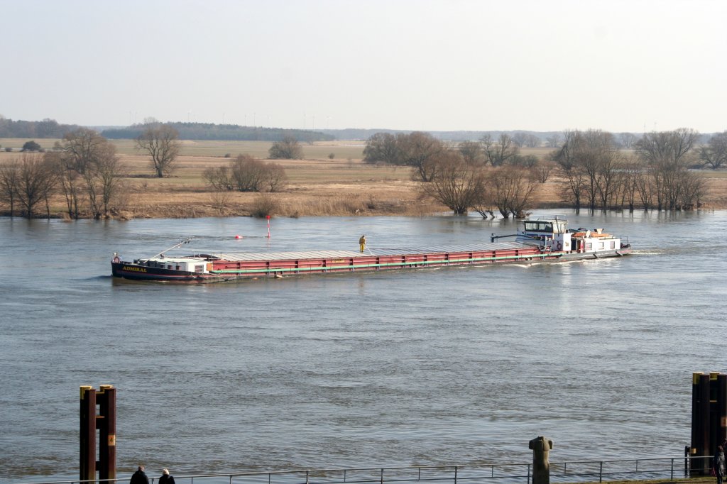 GMS Admiral , 4603970 , 80 x 9 , am 02.03.2013 auf der Elbe zu Tal bei Tangermnde.