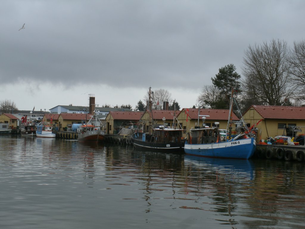 Im Freester Hafen lschten,am 13.April 2013,einige Fischkutter ihre Fischladung.