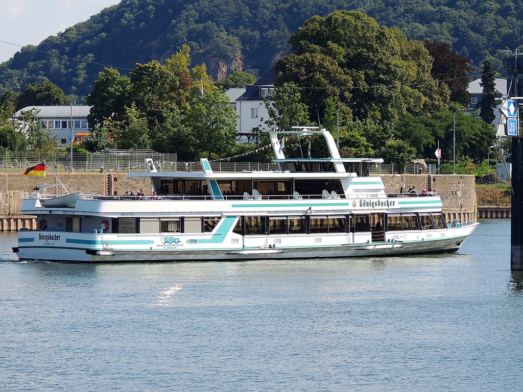 Knigsbacher(04307130; L=44,5; B=10,5mtr.; max. 400Personen; Bj.1994)befindet sich in Koblenz kurz vor der Mndung d. Mosel in den Rhein; 20822