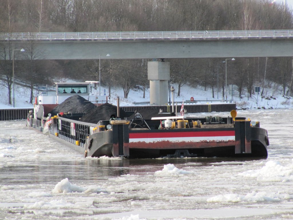 Koppelverband Hannover 2 und Niedersachsen 2 am 07.03.2010 im Unterwasser der Schleuse Uelzen II