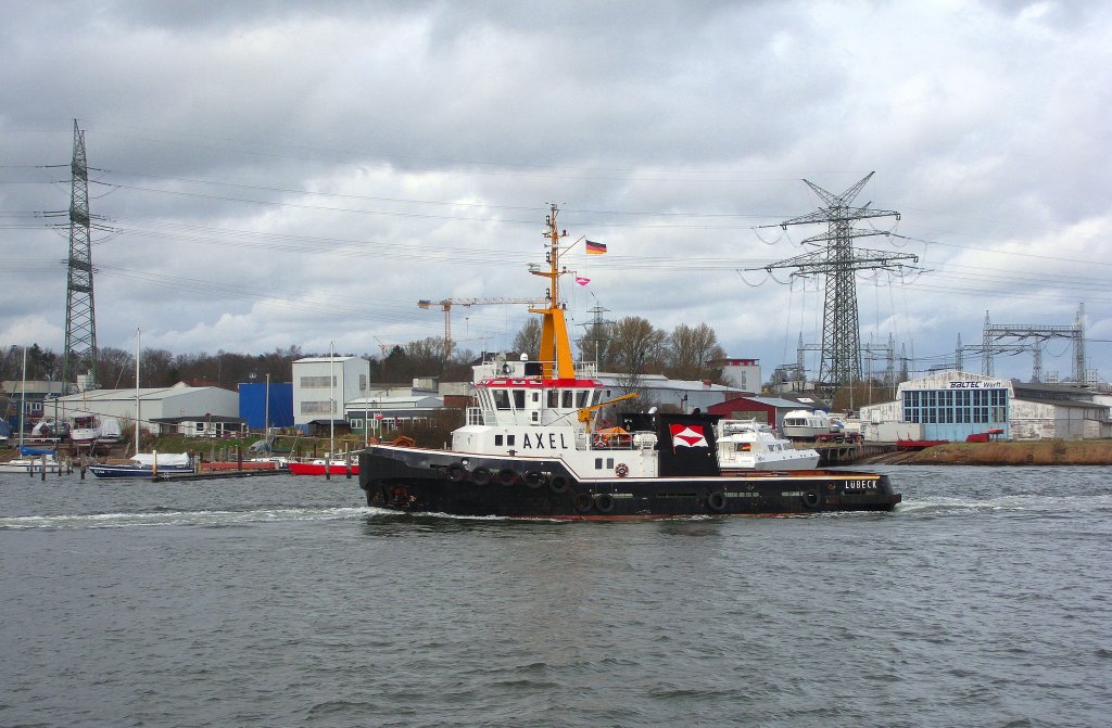 MS AXEL, IMO 8918590, Rufzeichen: DMGZ, Baujahr 1990, luft hier traveaufwrts mit Kurs Lbeck... Aufgenommen: 1.4.2012