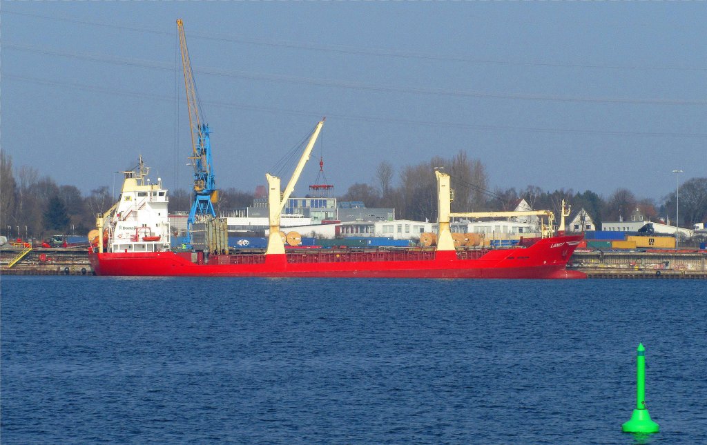 MS LANDY IMO 9031428 liegt auslaufbereit nach Ventspils am Lbecker Lehmannkai 2 .
Aufgenommen: 16.03.2012