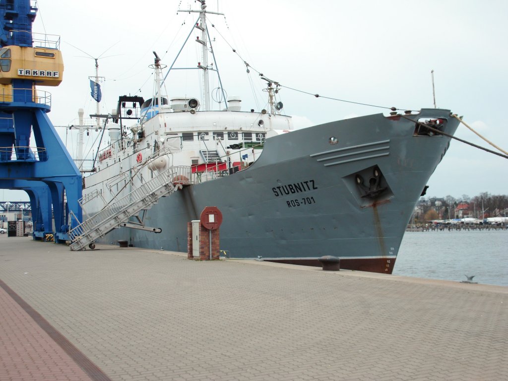 MS Stubnitz am 05.04.11 im Stadthafen Rostock.