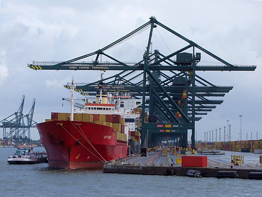 MSC-FADO(IMO:7705398;L=179;B=25mtr)hat am MSC-Home-Terminal in Antwerpen festgemacht;100830