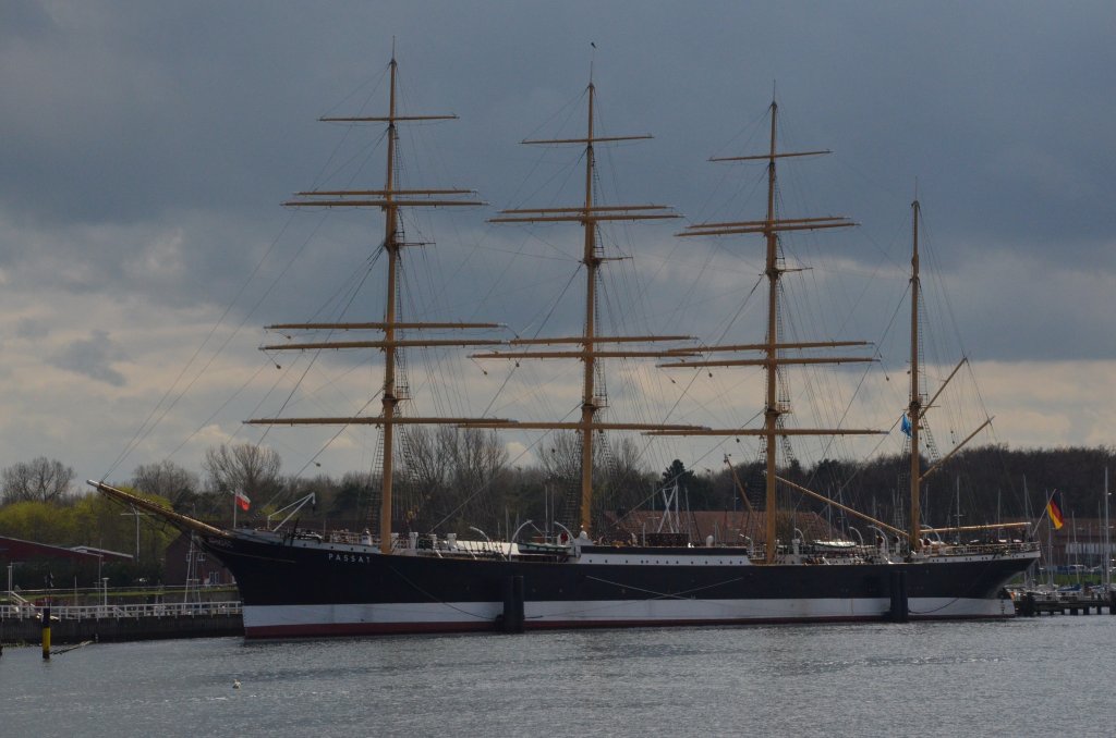Passat, ein Viermastsegler liegt in Travemnde als Museumsschiff vor Anker. Gesehen am 27.04.2013  
