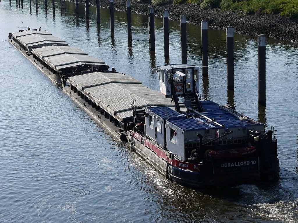 SB ODRA LLOYD 10, Szczecin (Stettin), 05603710 - ex SCH 2430 -2008, Berlin - mit drei SL die Elbe zu Tal im unteren Schleusenkanal Geesthacht; 08.07.2011
