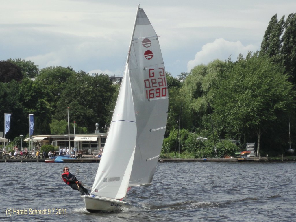 Segeln in Hamburg auf der Alster am 9.7.2011